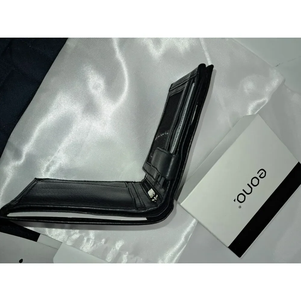 NIB- Eono Genuine Leather XL Soft & smooth Leather Black Wallet for Men